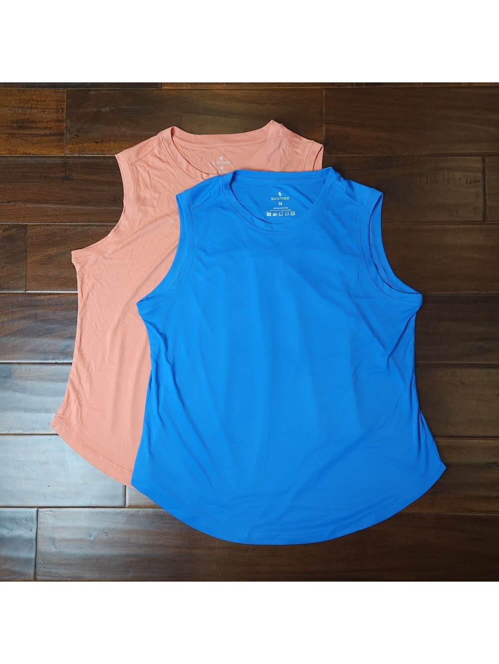 SANTINY Women's Workout Tank Tops Athletic Gym Yoga Set Of 2 Royal Blue & Orange